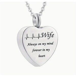 Wife Memory Heart Cremation Urn Pendant Necklace For Ashes